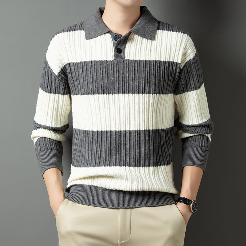 Herren Pullover Strukturiert Polokragen Modern Glamour
