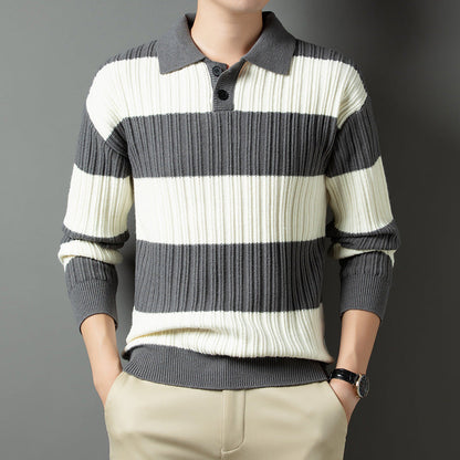 Herren Pullover Strukturiert Polokragen Modern Glamour