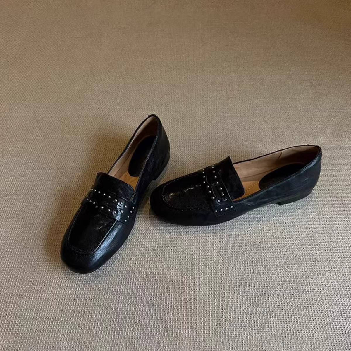 Damen Mokassins Veloursleder Elegant Schnalle