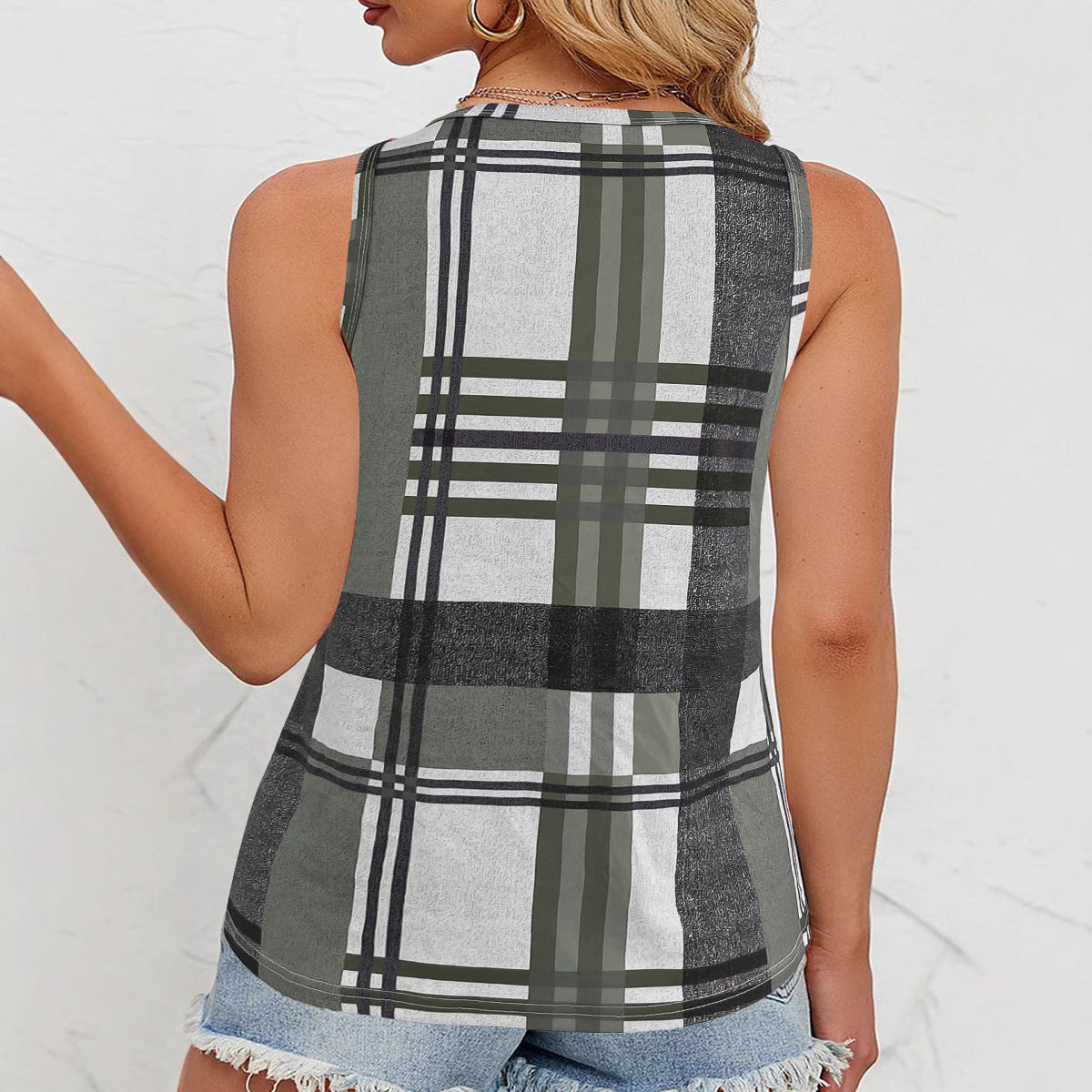 Damen Top V-Ausschnitt Ärmellos Modern Dekorativ