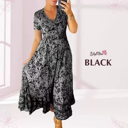 BerlinGlamour bedrucktes Strandkleid mit V-Ausschnitt