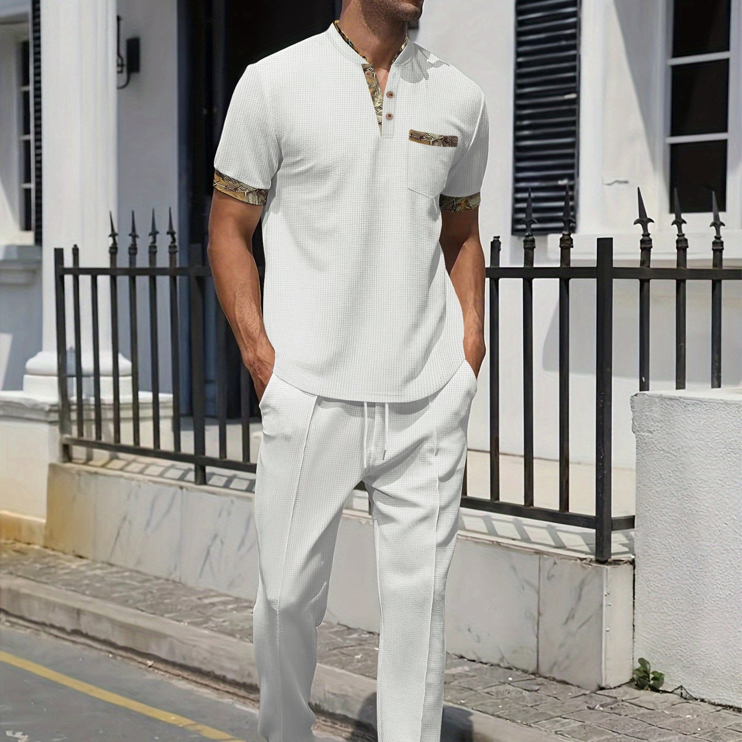 Herren Freizeitanzug Modern Elegant Stehkragen
