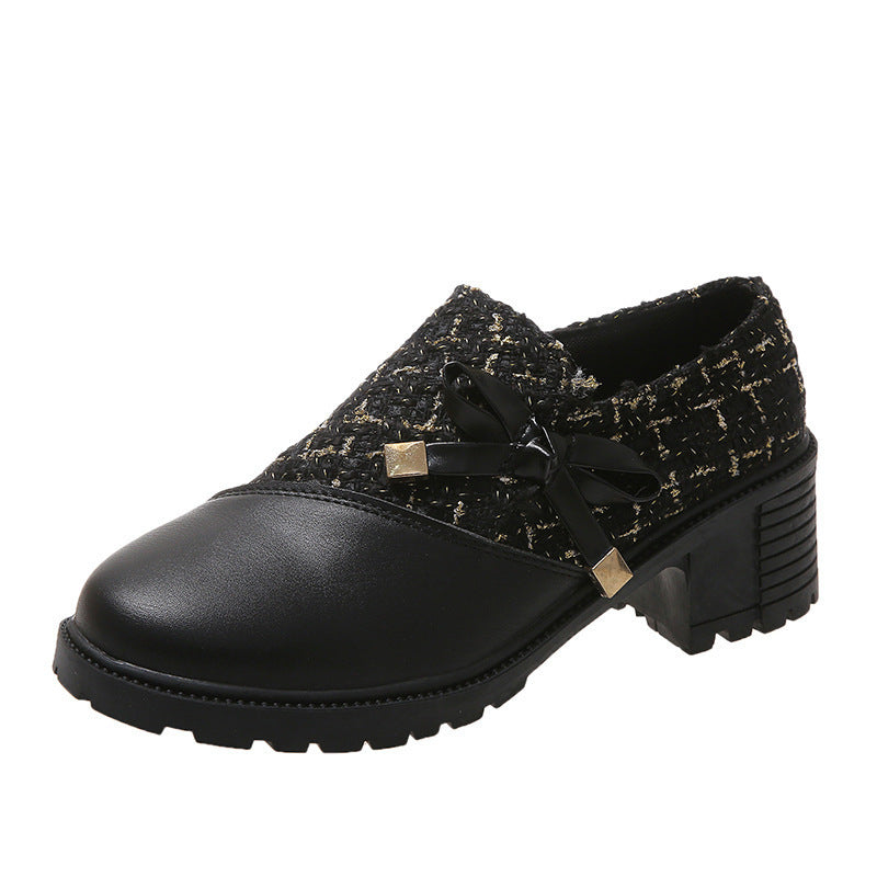 Damen Boots Schuhe Tweed Stiefel Mit Schleife Modern
