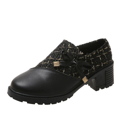 Damen Boots Schuhe Tweed Stiefel Mit Schleife Modern