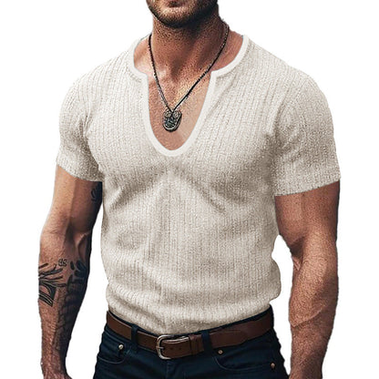 Herren Pulli Kurzarm V-Ausschnitt Modern Casual