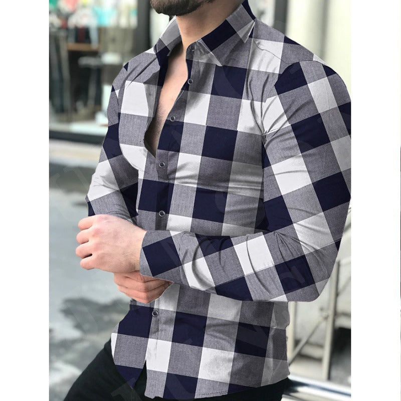 Herren Flanellhemd Karomuster Baumwolle Schwarz Modern