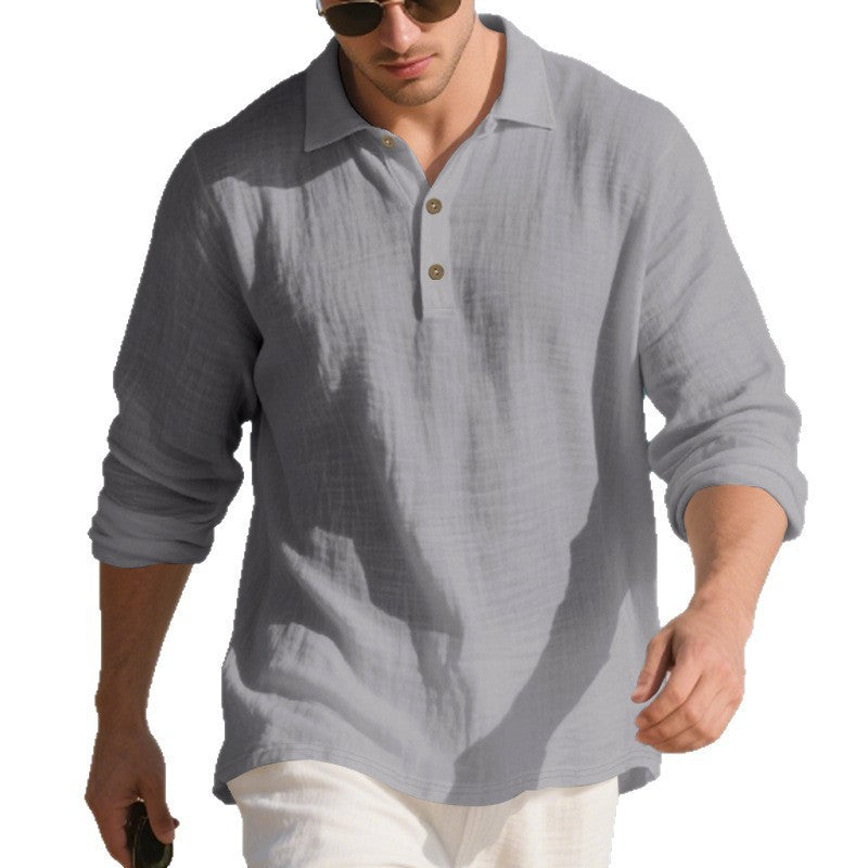 Herren Langarmhemd Modern mit Knöpfen und Texturstoff
