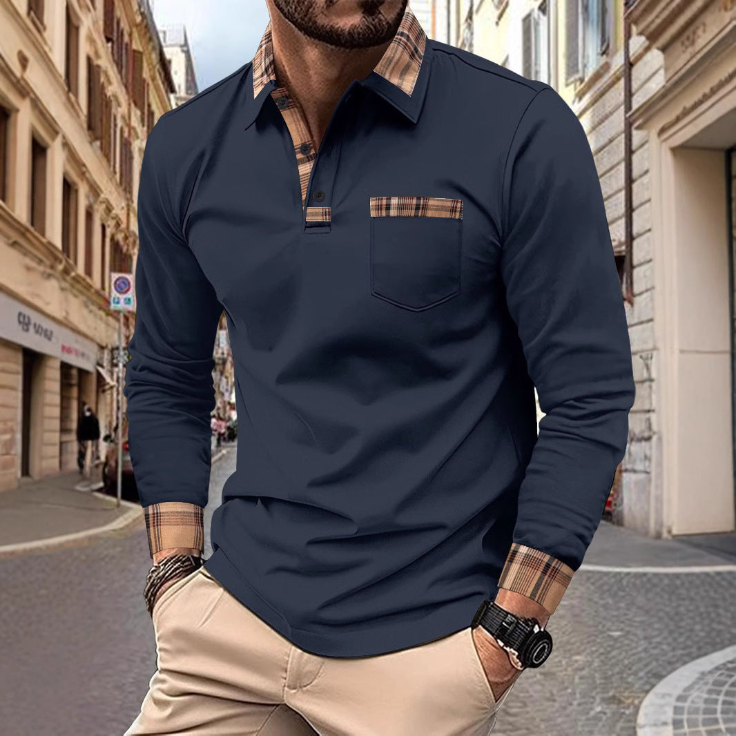 Herren Poloshirt Langarm Kariert Modern - BerlinGlamour