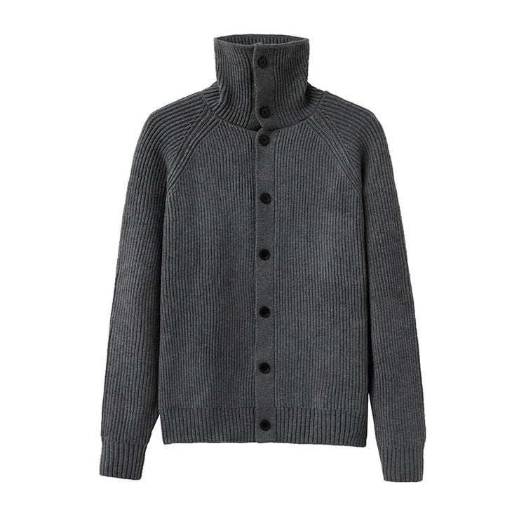 Herren Strickjacke Weich Rippmuster Kragen Button Down