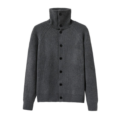 Herren Strickjacke Weich Rippmuster Kragen Button Down