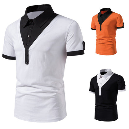 Herren Poloshirt Modern V-Ausschnitt Kontrast Akzente