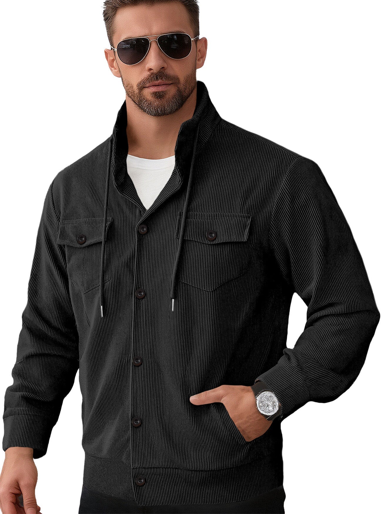 Herren Steppjacke Lässig mit Kapuze Modern