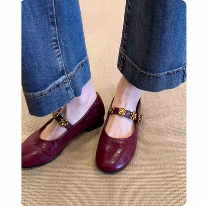 Damen Ballerinas Elegant mit Blumen Muster - BerlinGlamour
