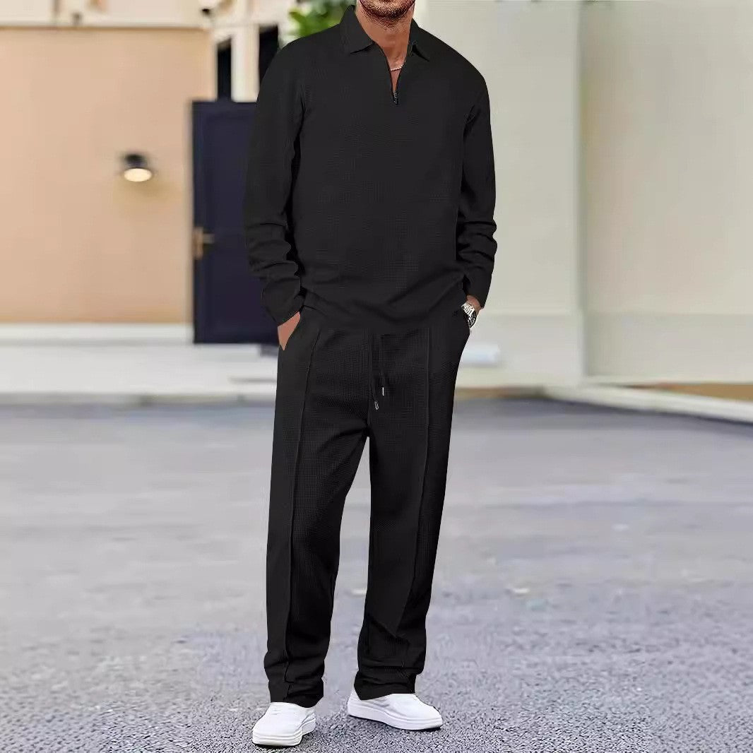 Herren Freizeitset Sportlich Relaxed Fit Stehkragen Modern - BerlinGlamour