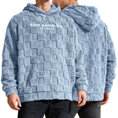 Herren Fleece Pullover Kapuzenpullover Waffelmuster Warm - BerlinGlamour