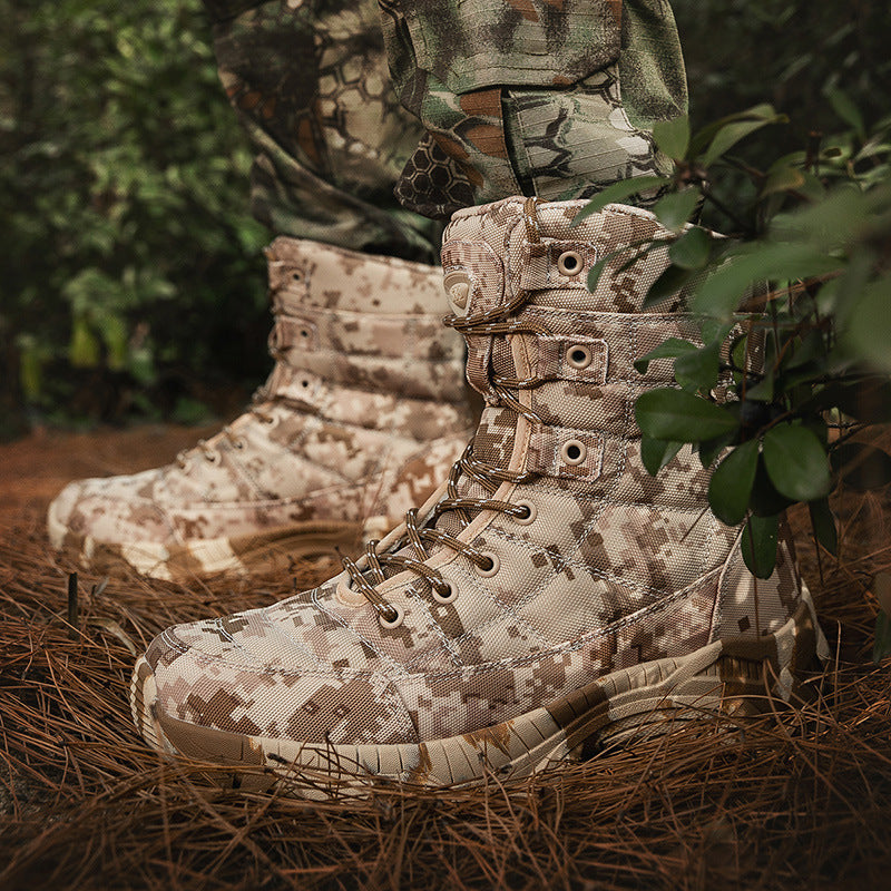 Herren Camo Stiefel Militärstil Schwarz