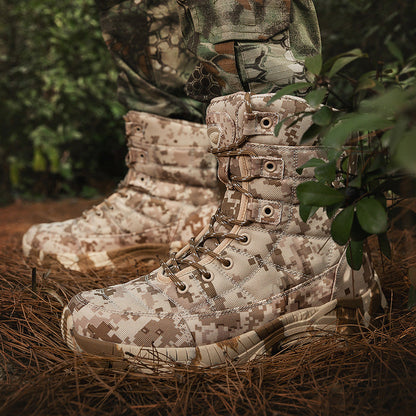 Herren Camo Stiefel Militärstil Schwarz