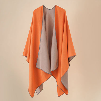 Damen Poncho Weich Wollmix Elegant Schwarz