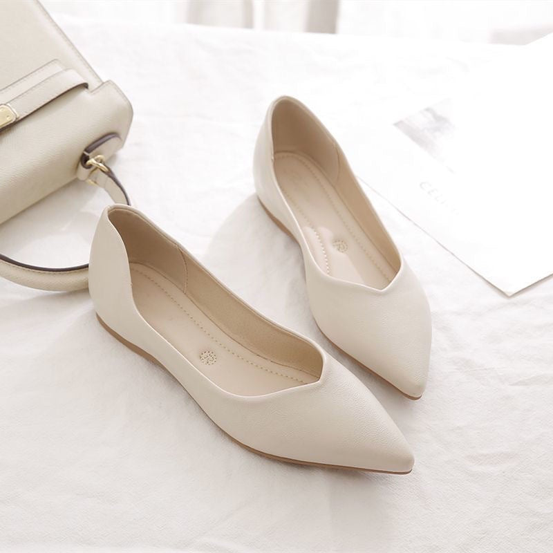 Damen Ballerinas Leder Elegante V-Ausschnitt Schuhe - BerlinGlamour