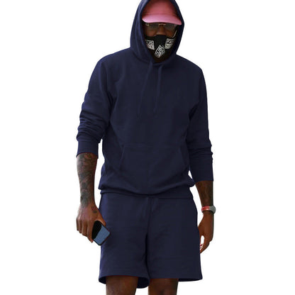 Herren Sport-Outfit Hoodie Shorts Set Athletisch Grau