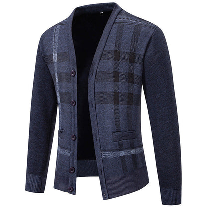 Herren Strickjacke Karo Muster Schick Modern - BerlinGlamour