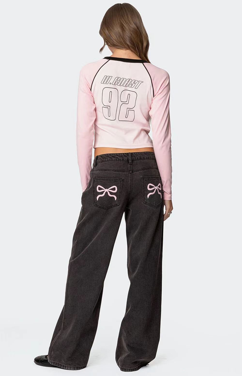 Moderne Wide-Leg Jeans Damen mit Stickereien