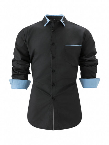 Herren Business Hemd Kontrast Akzent Modern Elegant