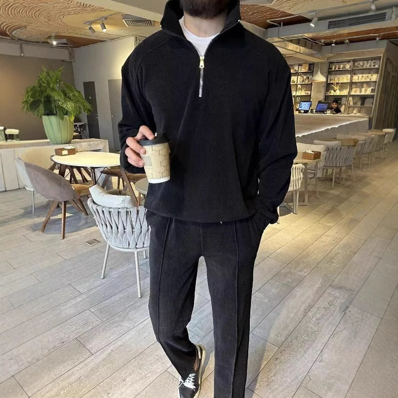 Herren Pullover Reißverschluss Lässig mit Jogginghose