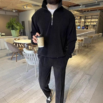 Herren Pullover Reißverschluss Lässig mit Jogginghose