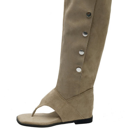 Damen Stiefel Offen modisch Riemendesign Elegante Knöpfe