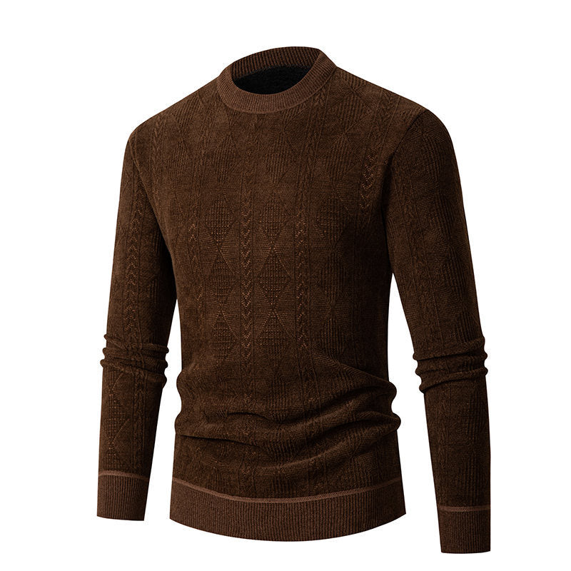Herren Strickpullover Zopfmuster Hochkragen Winterwarm