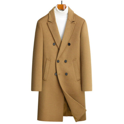 Herren Wollmantel Elegant Revers Modisch Doppelter Knopf