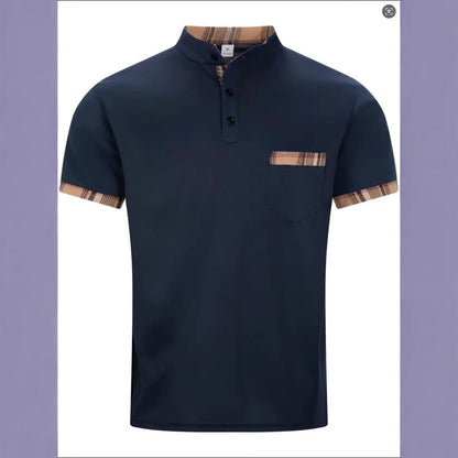 Herren Hemd Kurzarm Stehkragen Karomuster Modern