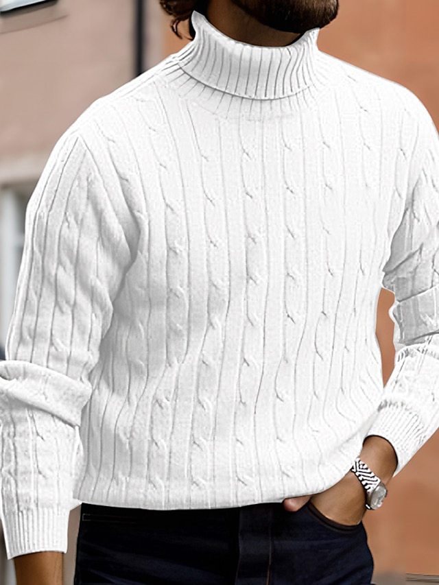 Herren Rollkragenpullover Feinripp Hochwertig Elegannt