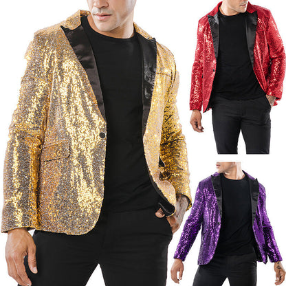 Herren Blazer Glitzernd Elegant Schwarzer Abendanzug