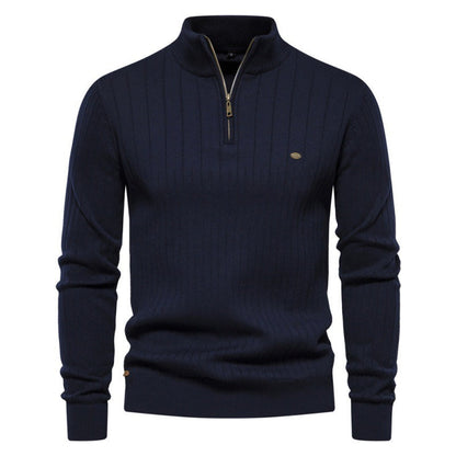 Herren Pullover Halbzipper Rippstruktur Modern