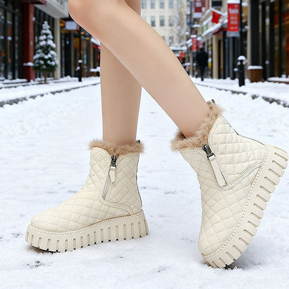 Damen Winterstiefel Flauschig Mit Reißverschluss