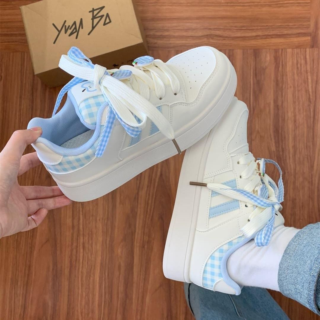 Damen Sneaker kariert atmungsaktiv Komfort Schuhe