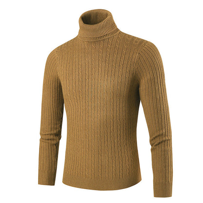 Herren Pullover Rollkragen Klassisch Rippmuster Elegent