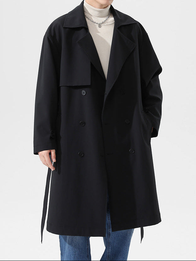 Herren Trenchcoat Slim Fit Khaki Herbst Mantel Modern