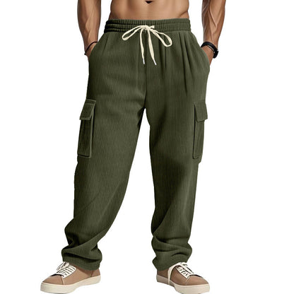 Herren Jogginghose Bequem Elastisch Cargo-Style Schwarz