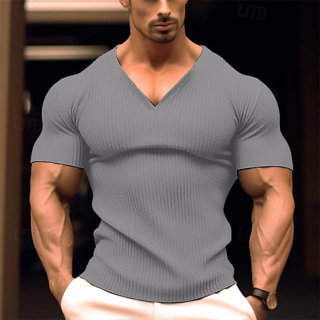 Herren T-Shirt V-Ausschnitt Slim Fit atmungsaktiv