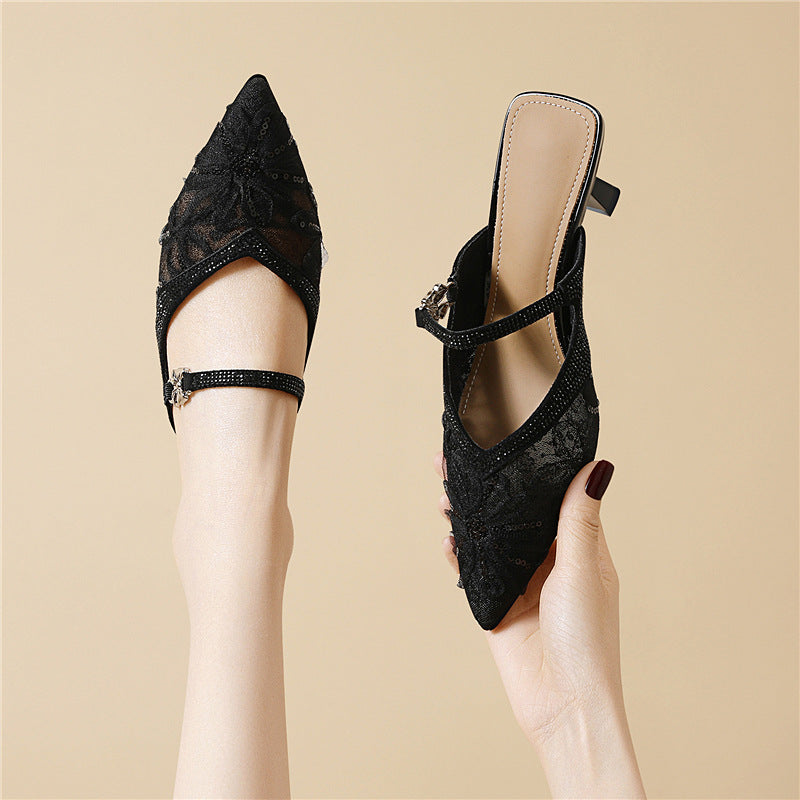 Damen Slingback Pumps Glitzer Schuhe Elegant Hochhackig