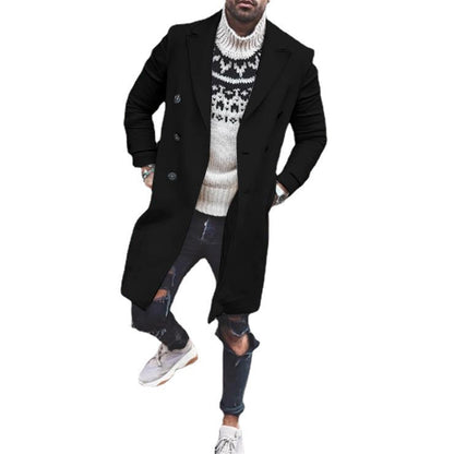 Herren Trenchcoat Lang Doppelt gefüttert Moderner Schichtlook