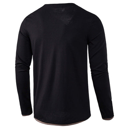 Herren Langarmshirt Elegantes Knopfdesign Modern