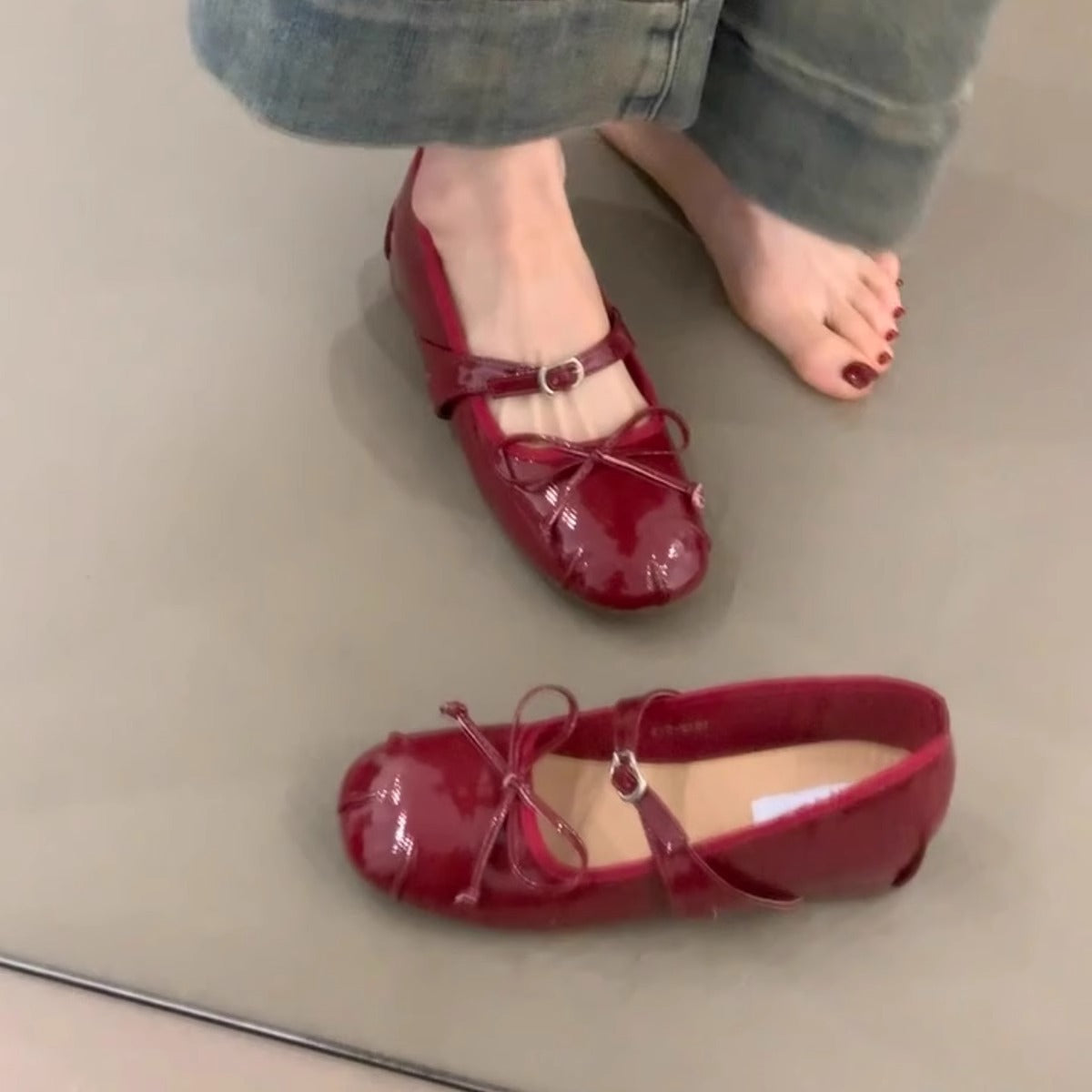 Damenschuhe Ballerinas Lackleder Verspielt Elegant