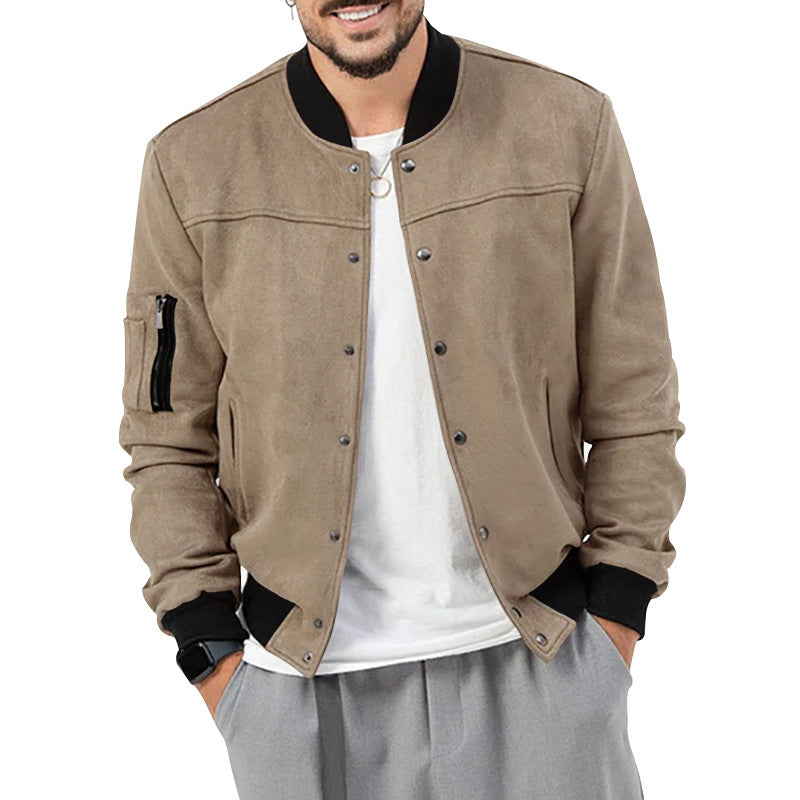 Herren Bomberjacke Lässig Mit Reißverschlusstaschen Modern