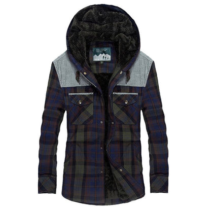 Herren Flanelljacke Warm mit Fleece Futter und Kapuze - BerlinGlamour