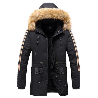 Herren Parka Winterjacke gefüttert mit abnehmbarer Kapuze
