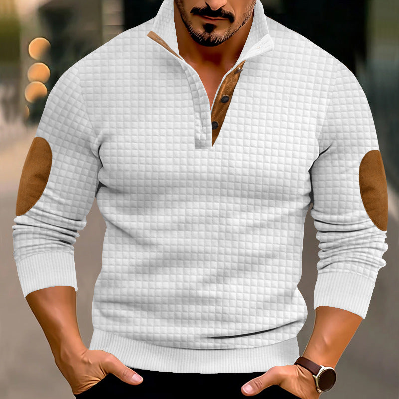 Herren Pullover Stehkragen Leder Details Modern Style